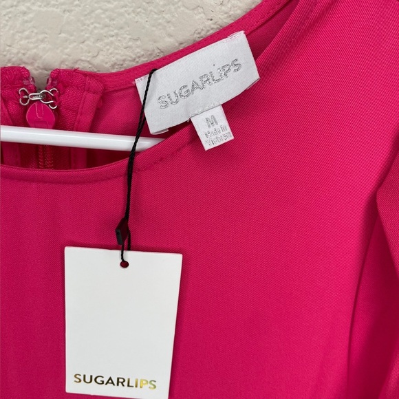 NWT SUGARLIPS Sweet Nothing Tiered Midi Dress  in Fuchsia Pink Size Medium - Picture 12 of 16
